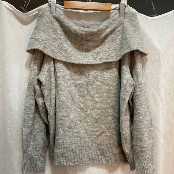 Grey Off-the-Shoulder Sweater - Picture 1 of 5